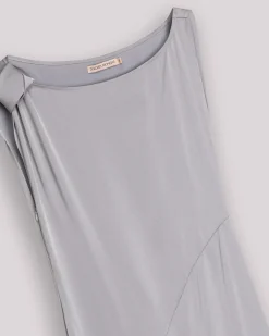 Vestido Largo Satinado Gris Alia