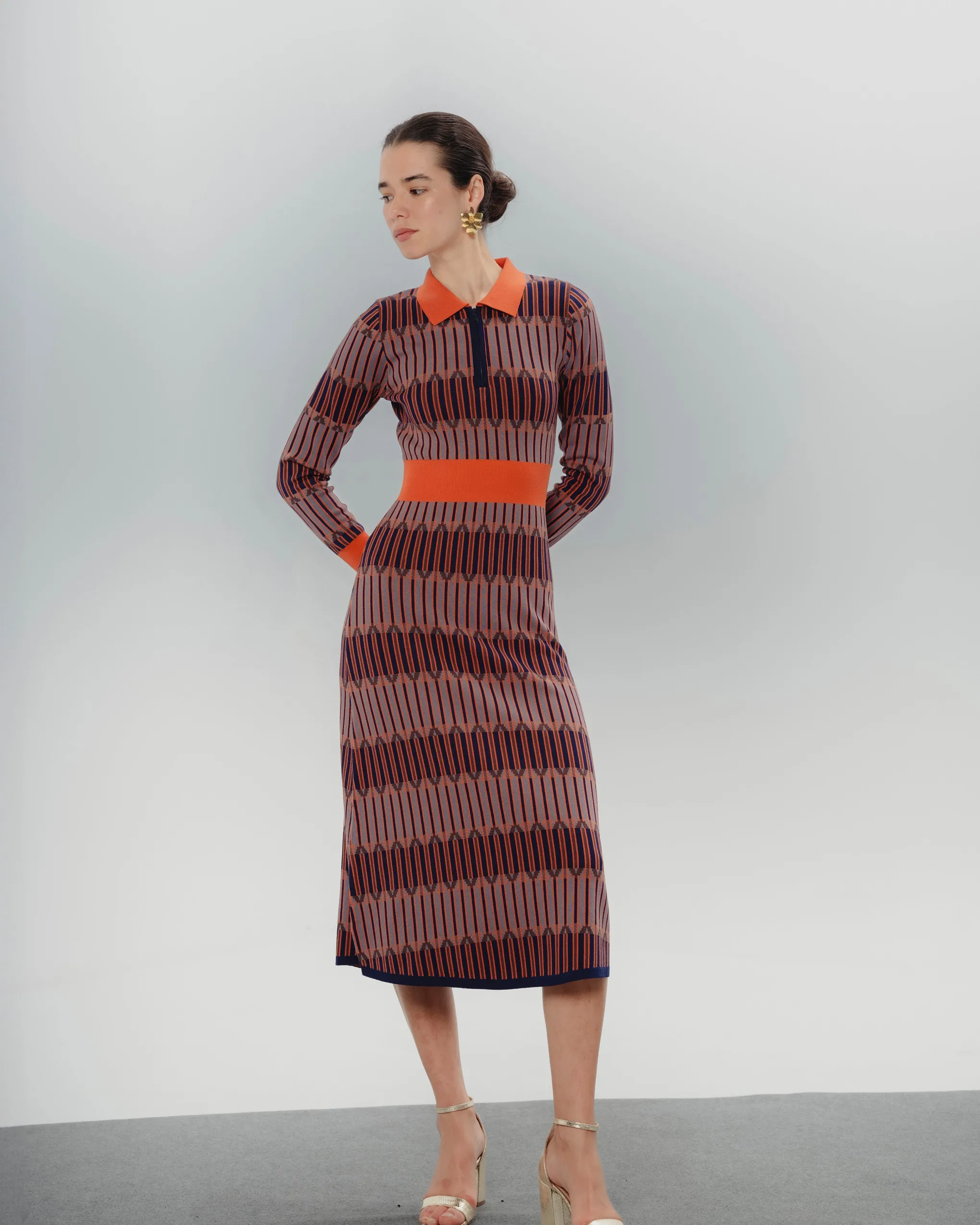 Vestido Midi Color Block Luna