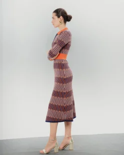 Vestido Midi Color Block Luna