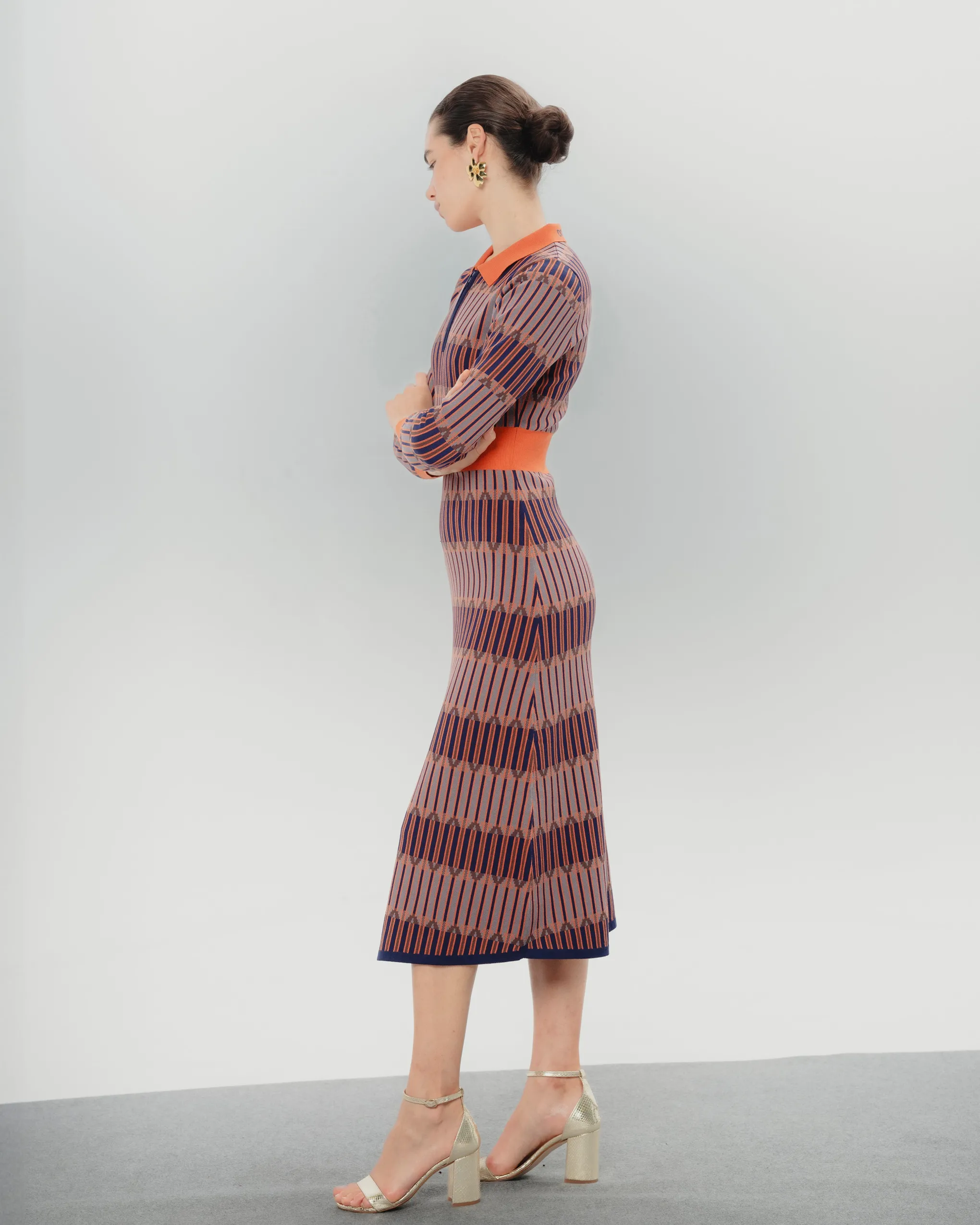 Vestido Midi Color Block Luna