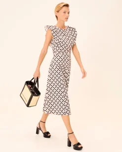 Vestido Midi Estampado Geométrico Lune
