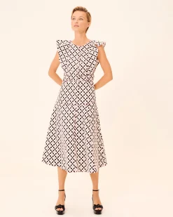 Vestido Midi Estampado Geométrico Lune