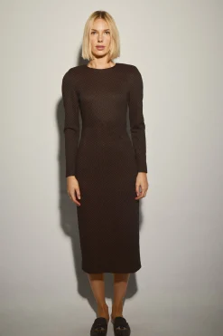 Vestido Midi Punto Retro Negro