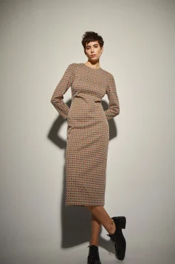 Vestido Midi Punto Retro Tierra