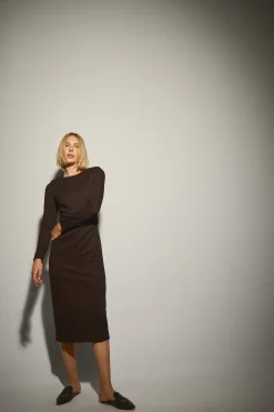 Vestido Midi Punto Retro Negro