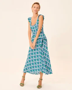 Vestido Midi Vuelo Azul Eda