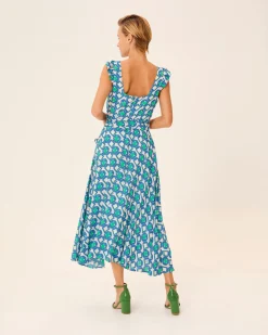 Vestido Midi Vuelo Azul Eda